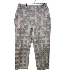 Pleasures Slippy Easy Pants Men XL Cream Floral Tapestry Pull On Hype Streetwear